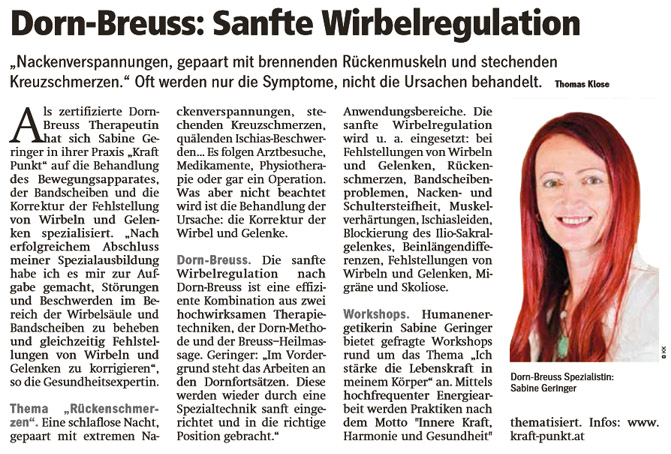 Mag. Sabine Geringer Presseberichte Kraft Punkt
