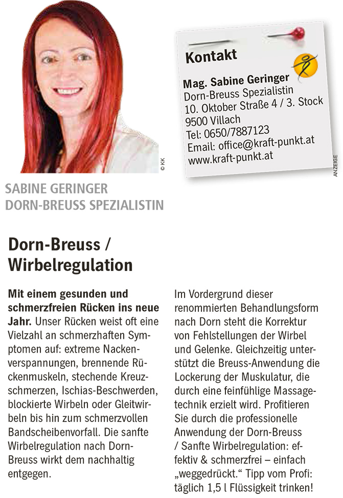 Mag. Sabine Geringer Presseberichte Kraft Punkt