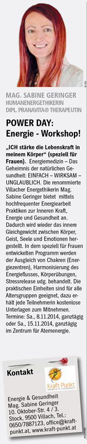 Mag. Sabine Geringer Presseberichte Kraft Punkt