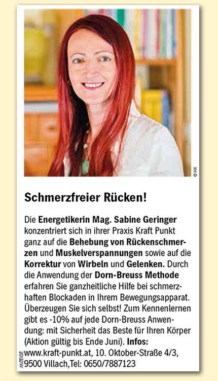 Mag. Sabine Geringer Presseberichte Kraft Punkt